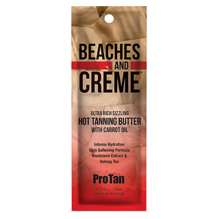 Beaches and Creme tanning butter packaging with ProTan branding on a white background