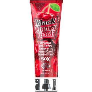 Black cherry crush. Supremely dark tanning lotion with instant colour bronzing beads. 50x fiesta sun. lotion de bronzage 236 ml