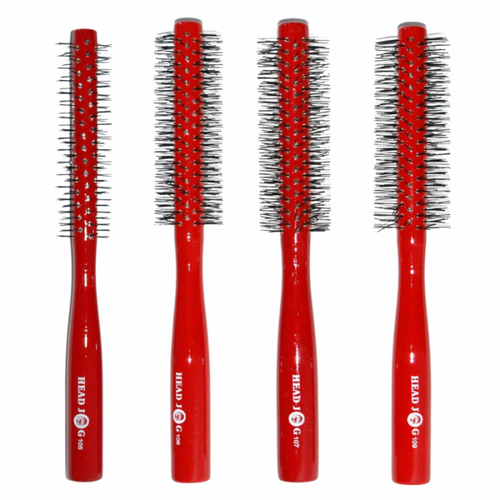 Head Jog Red Lacquer Wooden Radial Brush