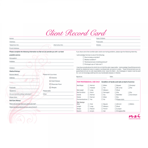 Client Record Cards for Nail Treatments