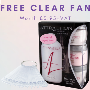 Attraction Liquid & Powder Deal with Free Nail Art Fan Clear