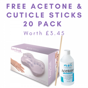 Easy Soak Nail Bath with Acetone 250ml & Cuticle Sticks 20 Pack
